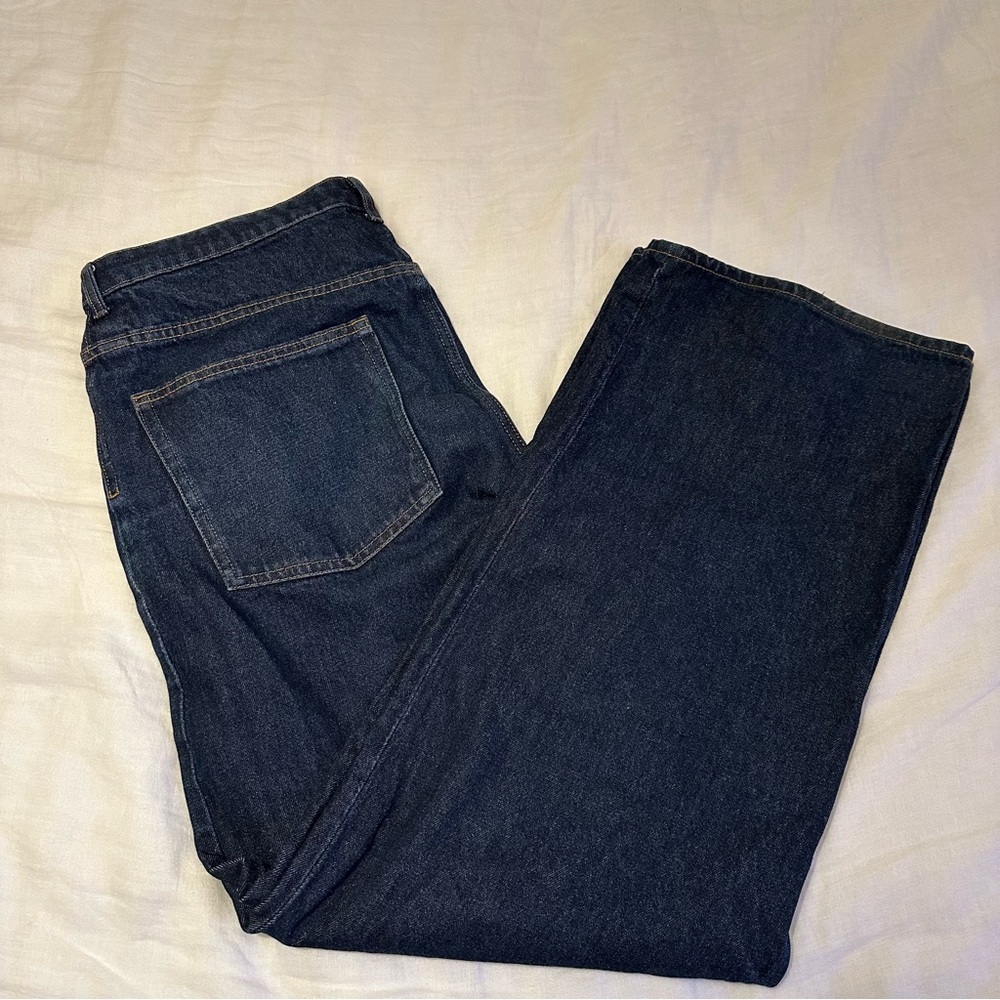 H&M wide leg dark blue jeans
